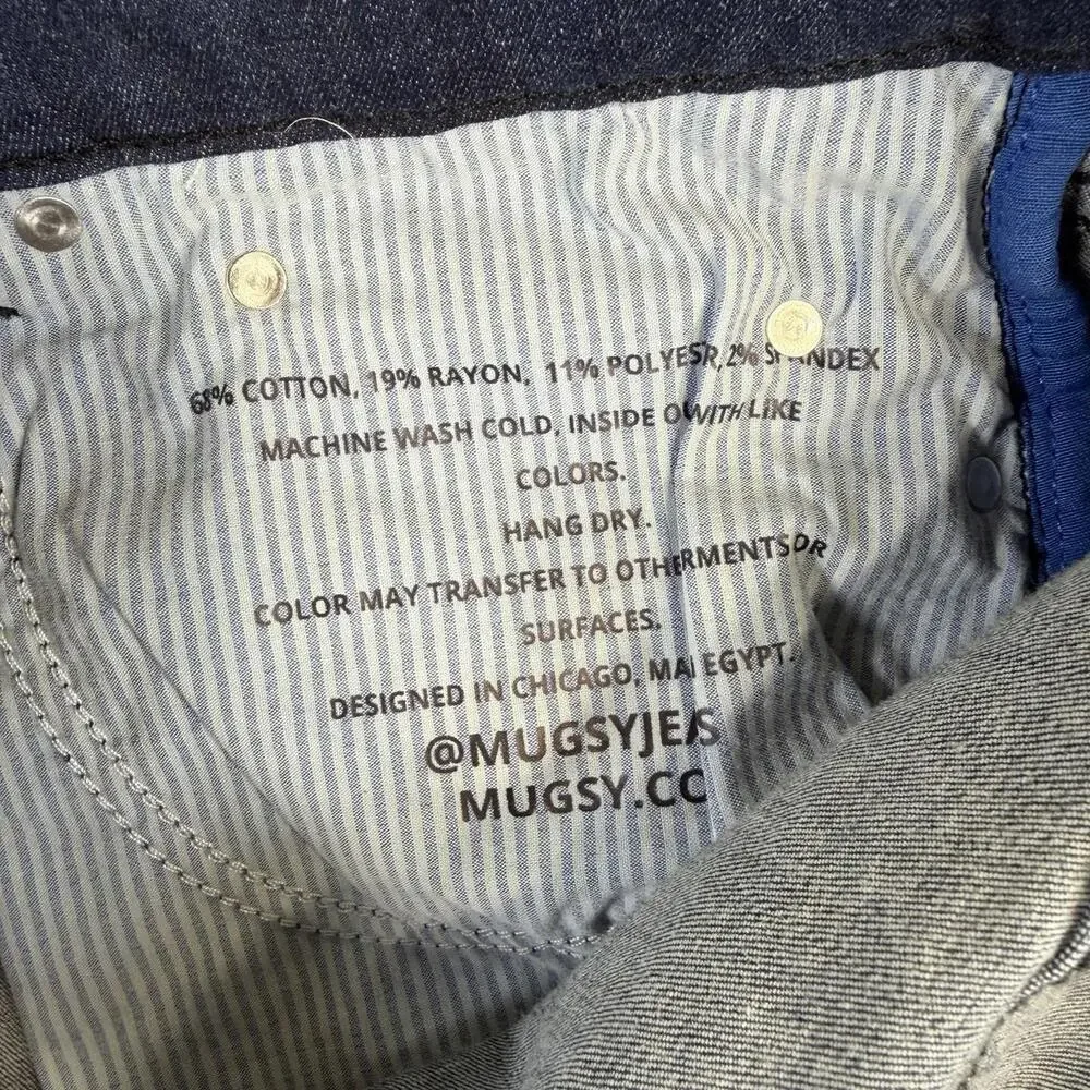 Mugsy Jeans Mens 42x30 Blue Studio Blues FLX3NSB Slim Straight Stretch Denim